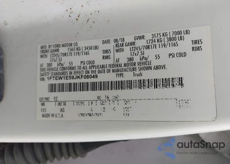 2018 Ford F-150 Xl z USA, uszkodzony, nr VIN 1FTEW1E59JKF08049